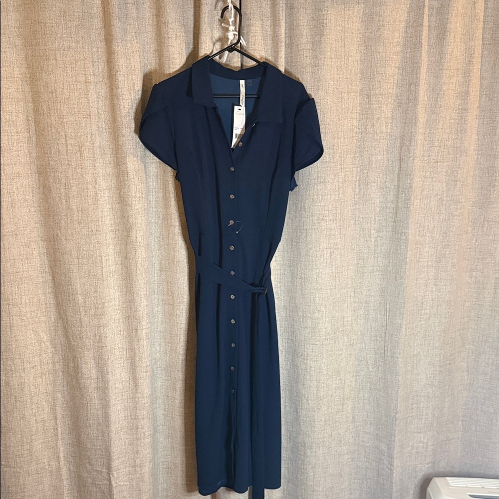 Elegant Navy Blue Shirt Dress